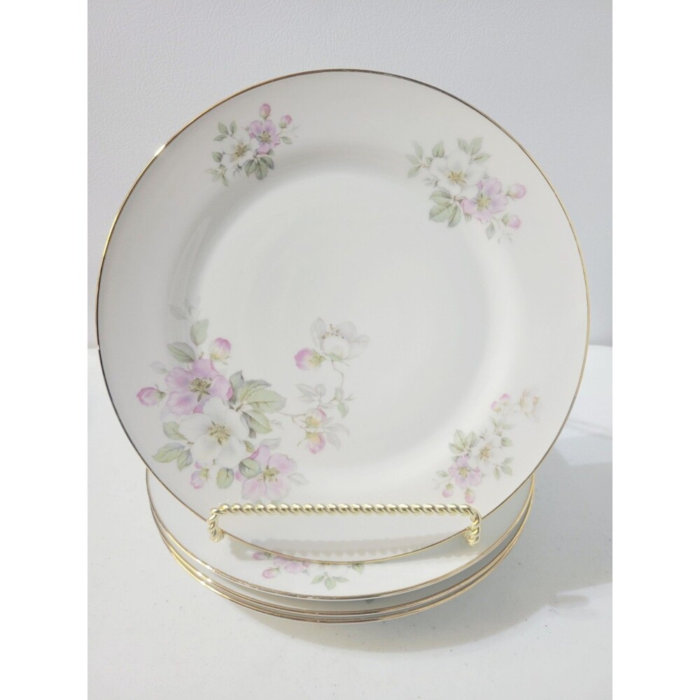 Set Of 4 Tirschenreuth Apple Blossom Dinner Plates  10" From Bavaria, Germany